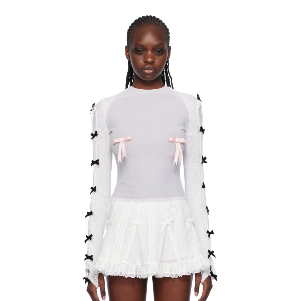 Nodress White Bow Cardigan